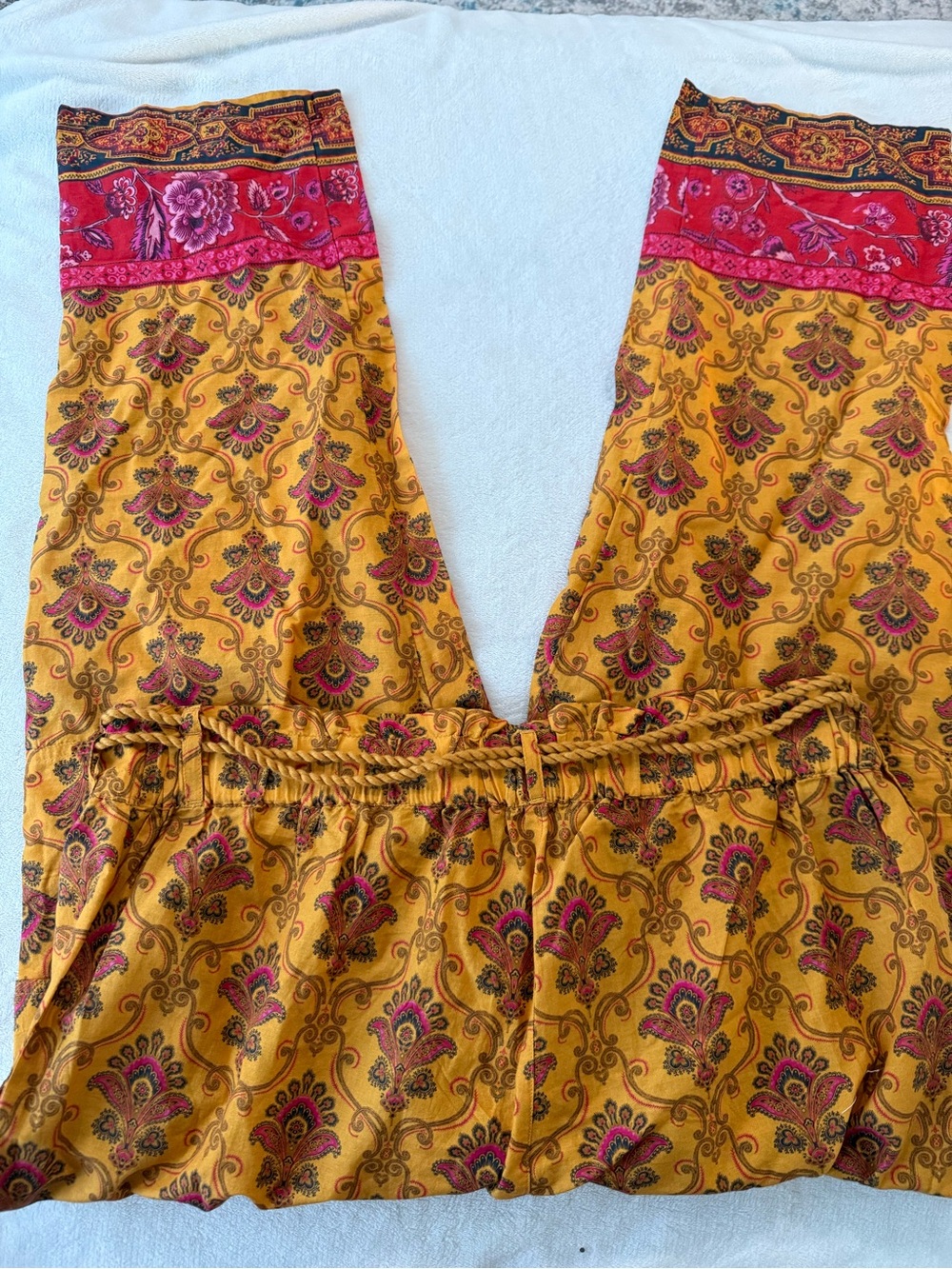 Sundance yellow and red floral-patterned drawstring lounge pants Large D92 - Picture 6 of 6